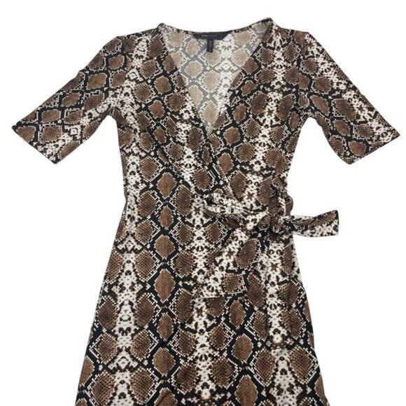 BCBGMAXAZRIA Malena Snake Print Jersey Wrap Dress Sz XS - Picture 2 of 6
